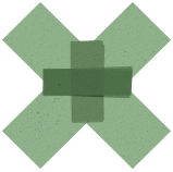 Animated green 'X' with cross inside