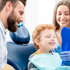 young boy at dentist