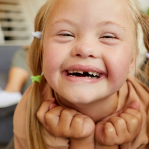 Child looking excited and smiling wide