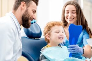 Happy boy in dental chair